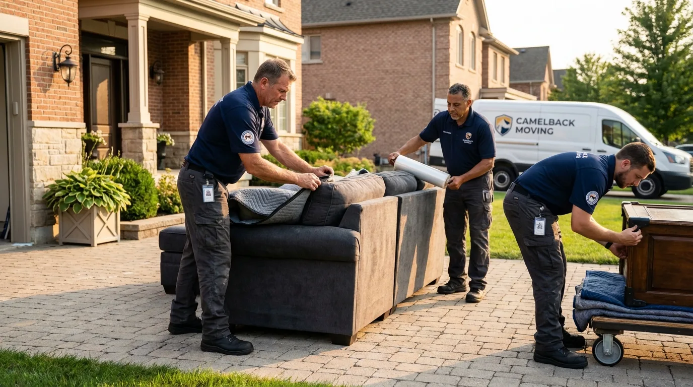 Large estate moving crew wrapping furniture in Cabazon, CA