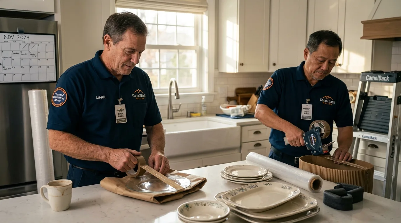 Professional crew packing kitchen dishware in Cabazon, CA